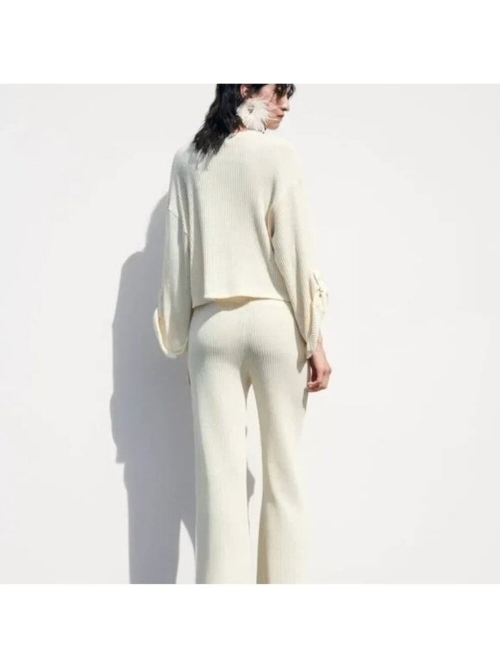 Zara Ivory Ribbed Knit Set - Picture 3 of 16